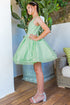 Big Girls Multi Color Glitter Mesh V Neck Short Dress 4-16